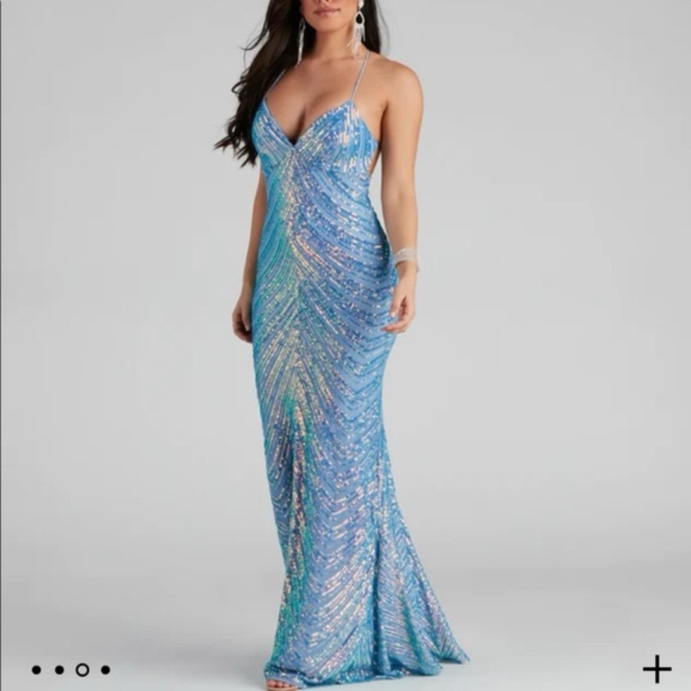 Windsor Iridescent Blue Sequin Dress
